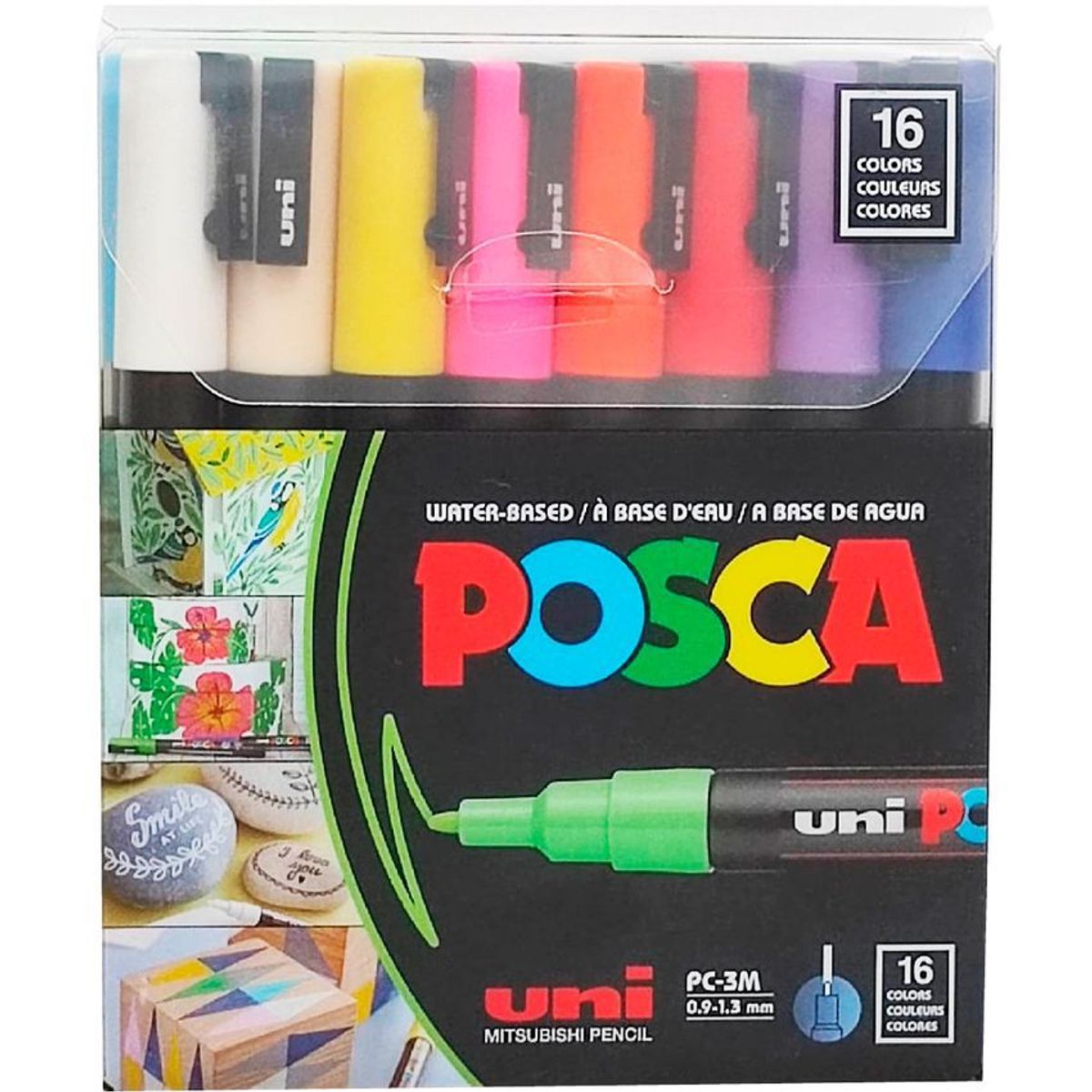 POSCA - Marcador Gráfico De Vinilo, Posca Pc-3m Set X 16 Colores