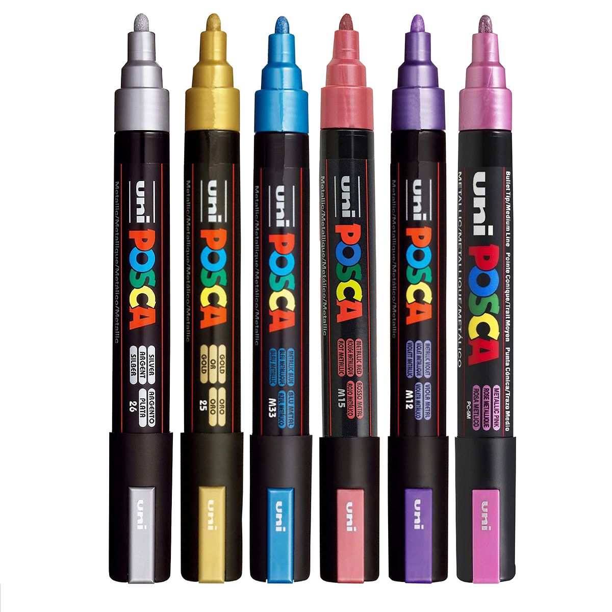 POSCA - Marcador gráfico de vinilo posca metalizado punta pc-5m x6