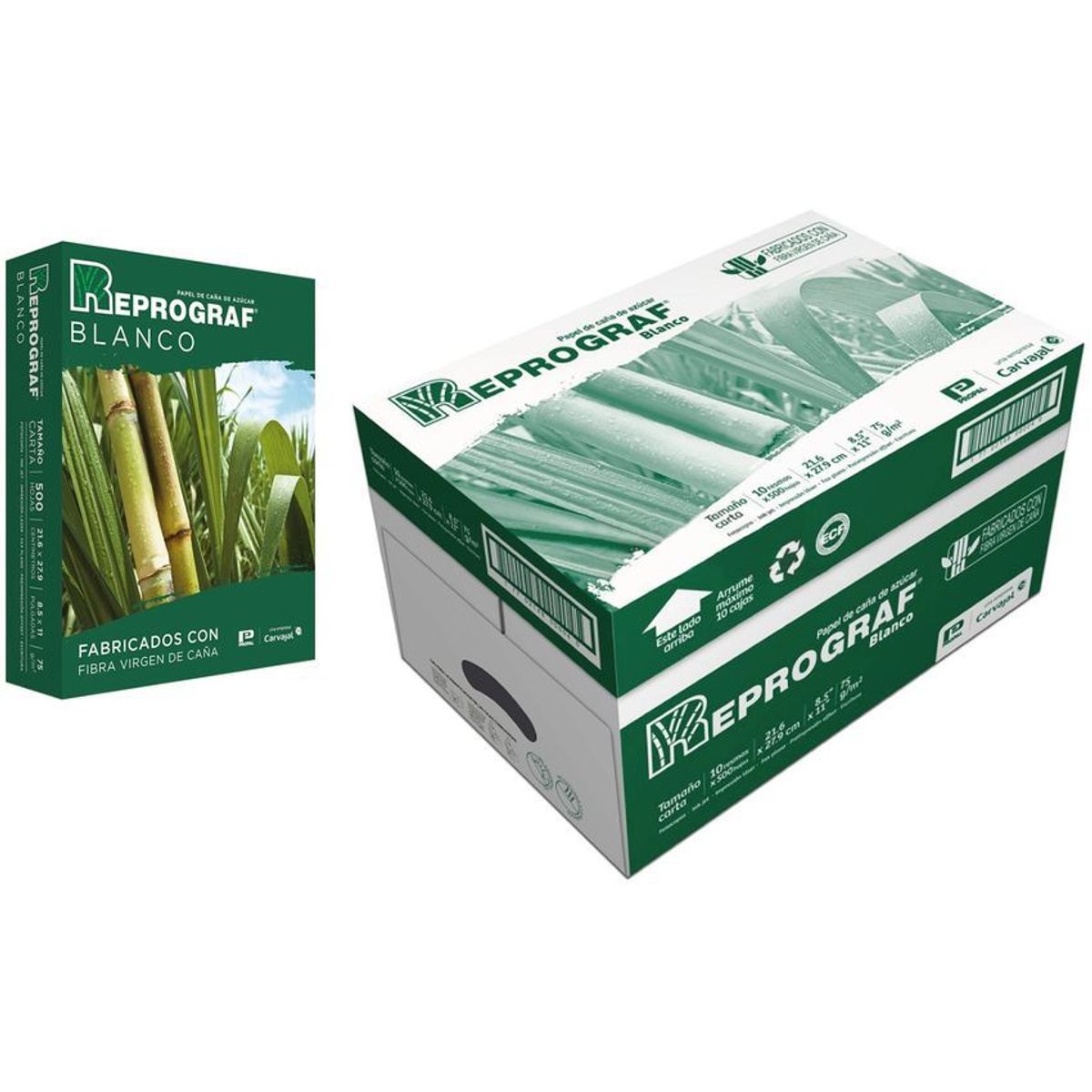 REPROGRAF - Resma carta bond 75gr, 500 hojas, caja x 10 unds reprograf