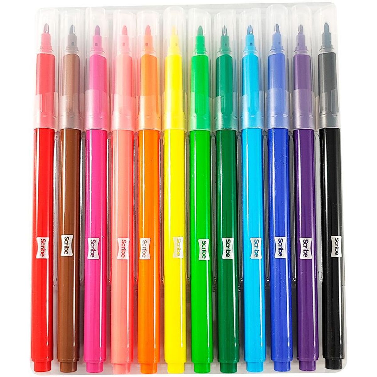 SCRIBE - Plumones marcadores scribe punta fina x12 colores
