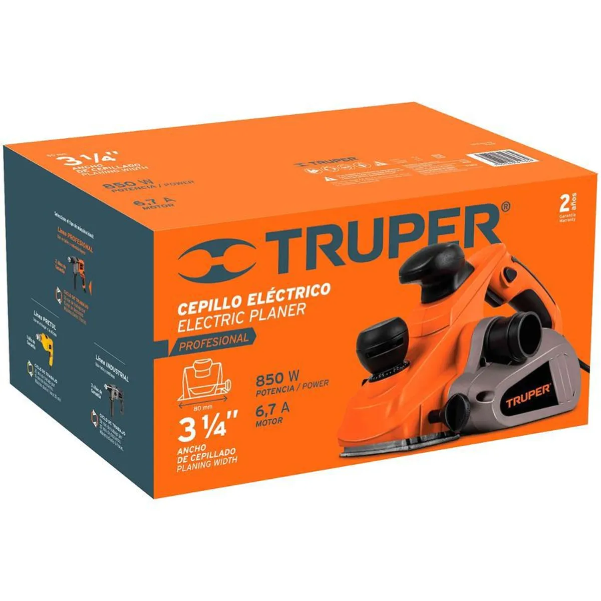 TRUPER - Cepillo electrico madera 3 1/4¨  850 w truper uso profesional