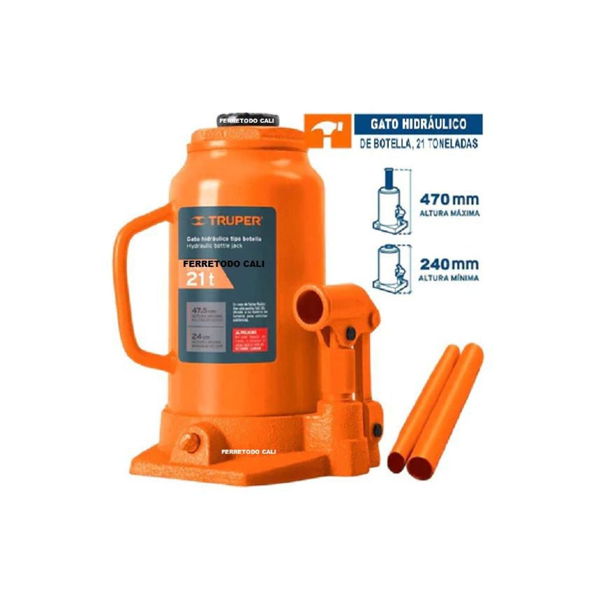 TRUPER - Gato hidráulico tipo botella 21 toneladas truper 14822