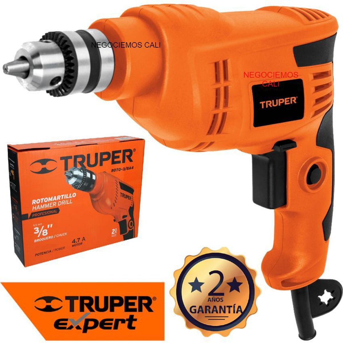 TRUPER - Taladro percutor 3/8'' 600 w truper reversible de uso profesional