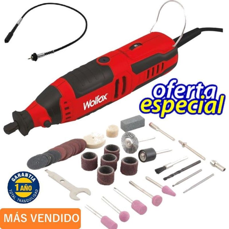 WOLFOX - Mototool motor tool marca wolfox 110 vol. + guaya + 40 accesorios