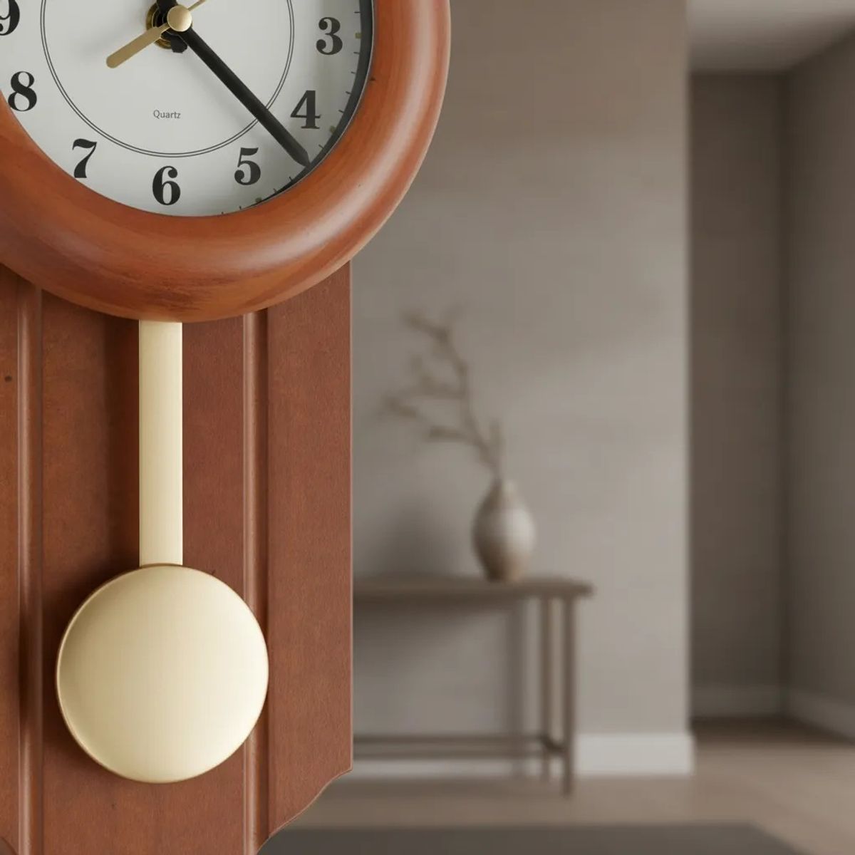 CLOCK - Reloj pared pendulo minimalista clasico en madera