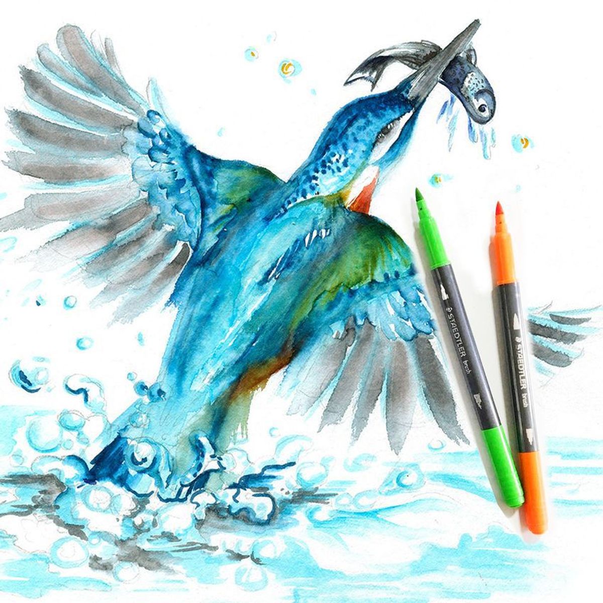 STAEDTLER - Plumón Acuarelable Doble Staedtler Punta Pincel X 36 Unds