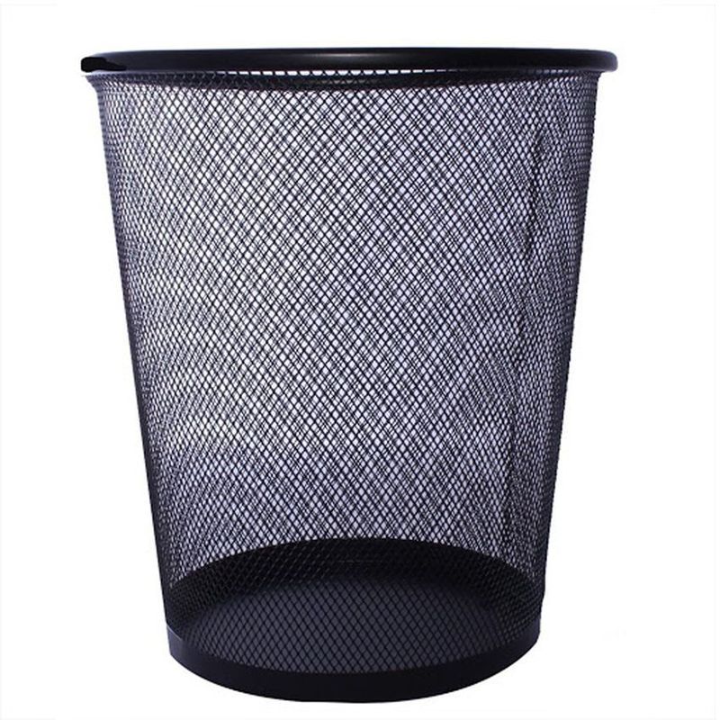 STUDMARK - Papelera basurera malla metálica negra redonda grande