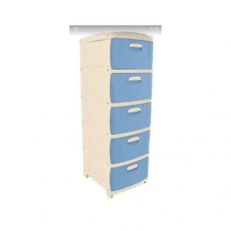 PRODEHOGAR - Organizador cajonero plastico amplio dubai por 5 niveles Beige-Azul