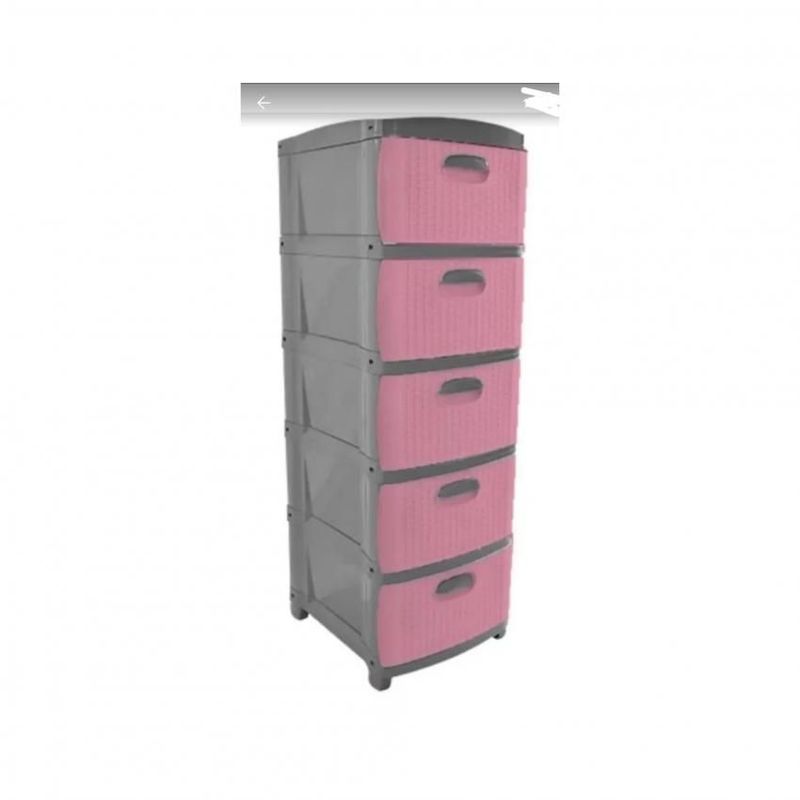 PRODEHOGAR - Organizador cajonero plastico amplio dubai por 5 niveles Gris-Rosado