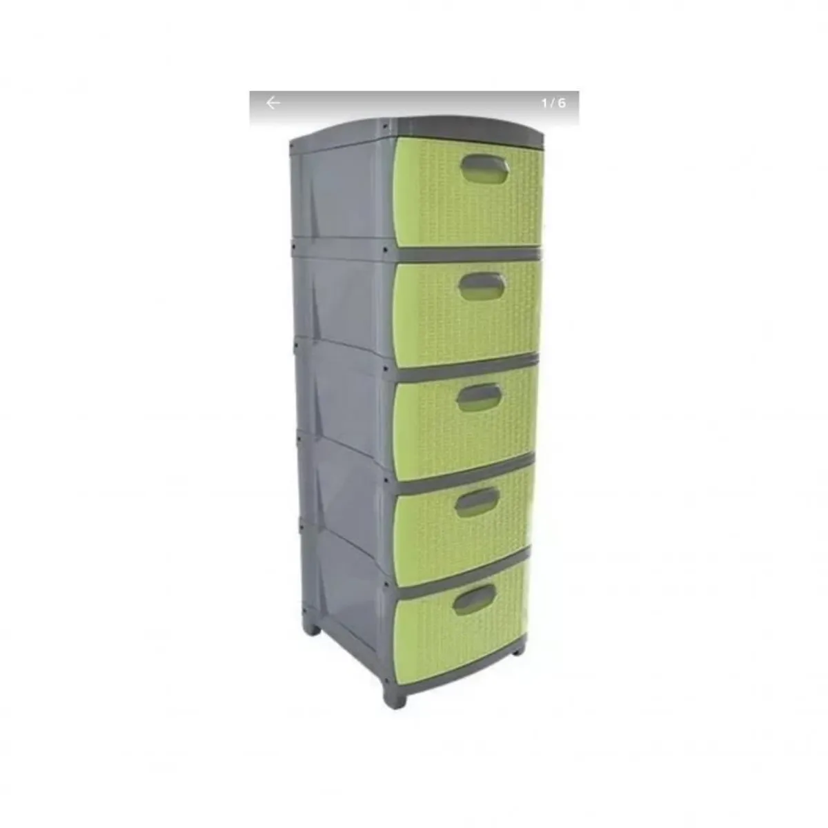 PRODEHOGAR - Organizador cajonero plastico amplio dubai por 5 niveles Gris-Verde