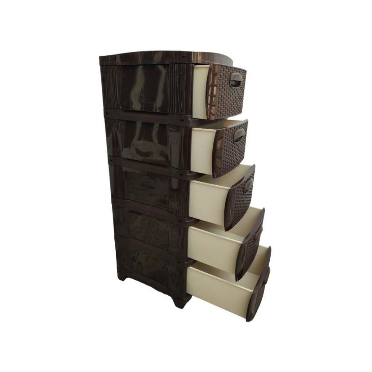 PRODEHOGAR - Organizador cajonero plastico amplio dubai por 5 niveles Gris-Verde