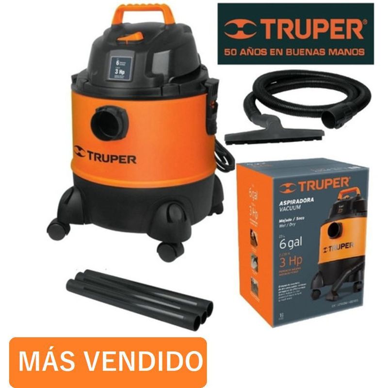 TRUPER - Aspiradora truper 3 hp 6 gls sopladora para humedo y seco