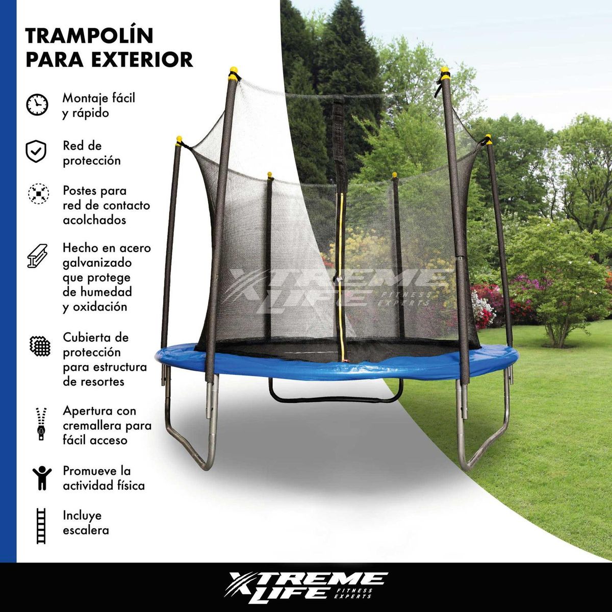 XTREME LIFE - Trampolin Saltarin 2.45 Mts Para Niños Con Malla Eventos - Azul - G