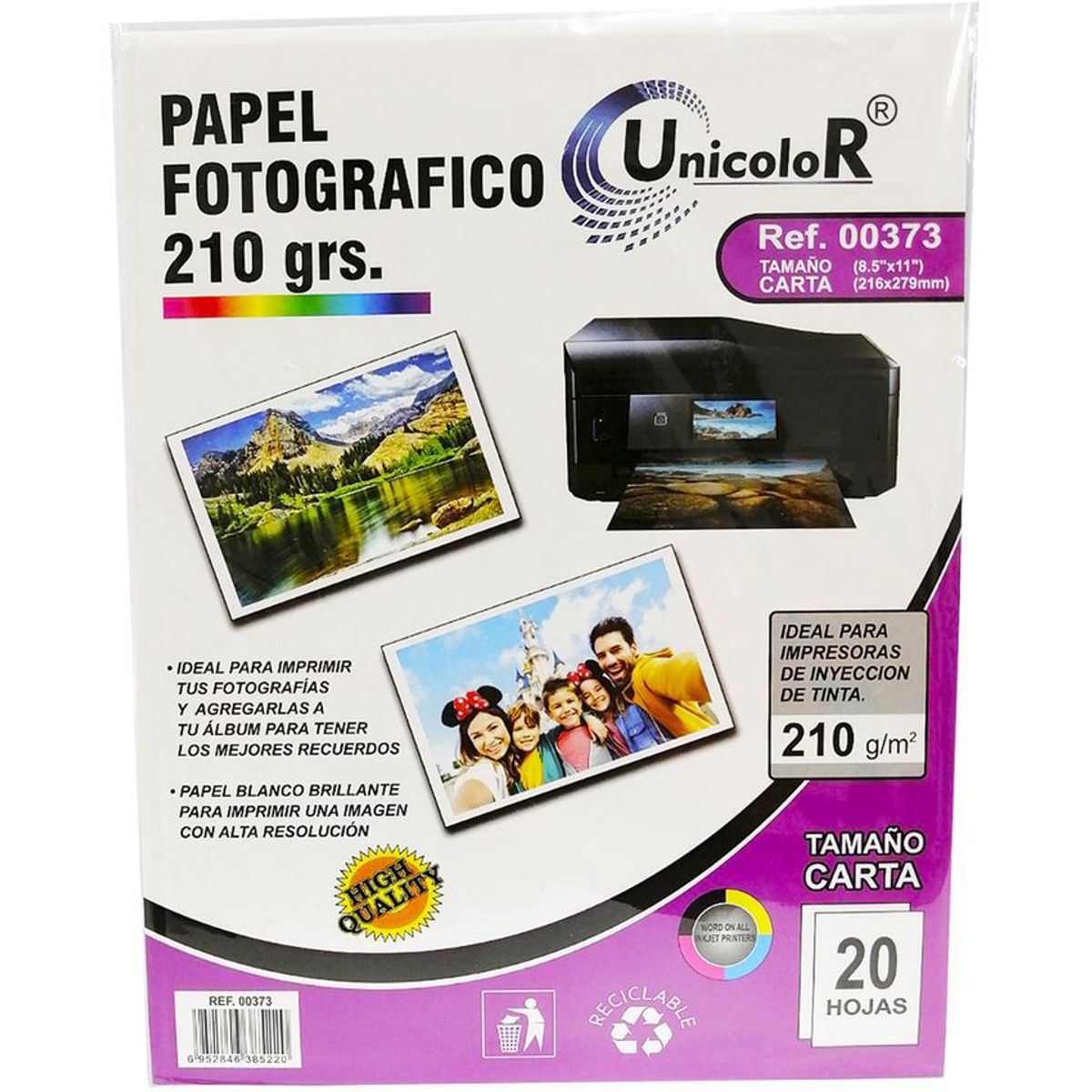 STUDMARK - Papel fotográfico brillante x 20 unds tamaño carta unicolor.