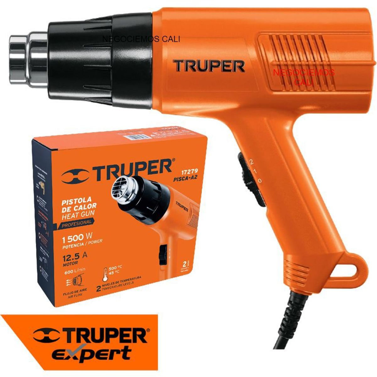 TRUPER - Pistola de calor marca truper 1500 w 500*c uso profesional 2 vel.