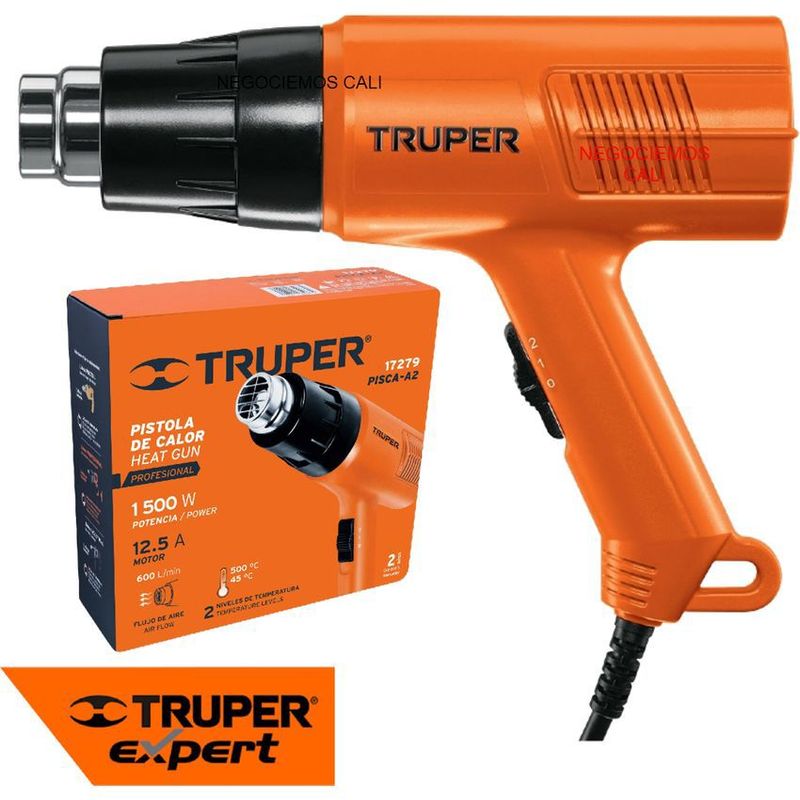 TRUPER - Pistola de calor marca truper 1500 w 500*c uso profesional 2 vel.