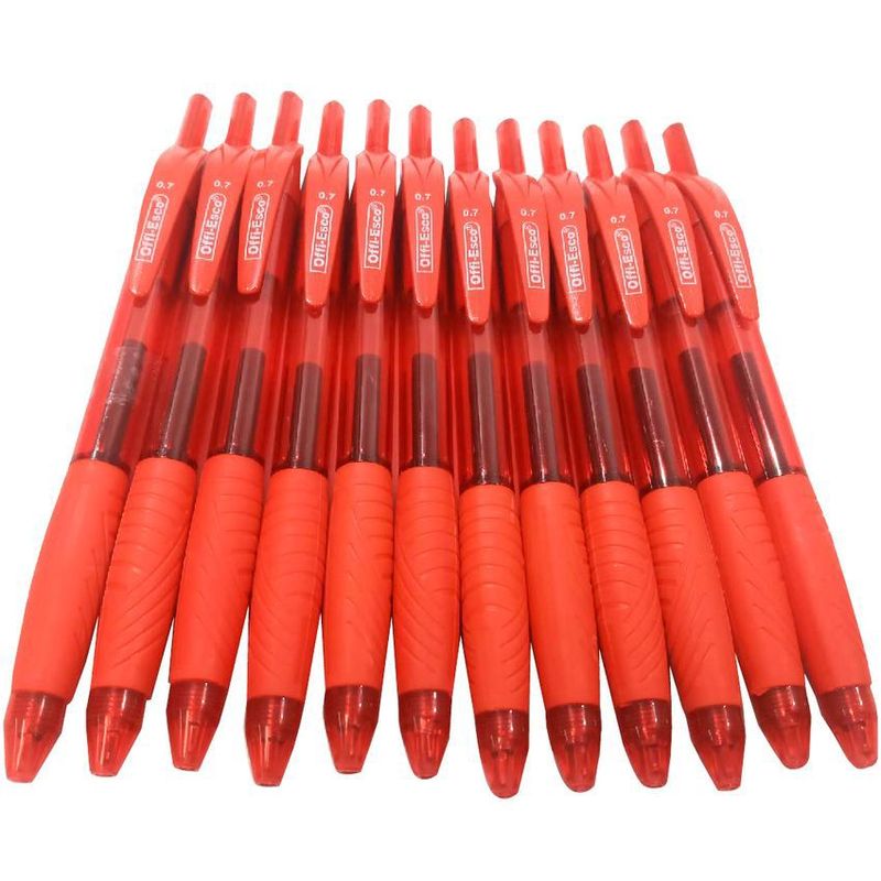 POINTER - Bolígrafo semi-gel offiesco punta 0.7 retráctil caja x12 unds rojo