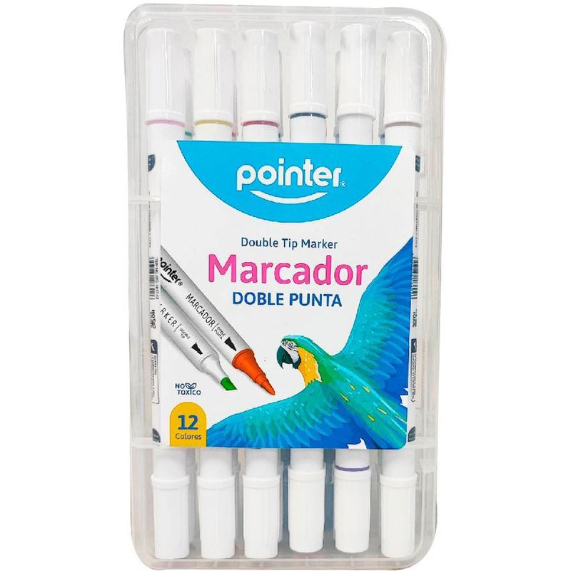 POINTER - Marcador Permanente Pointer Doble Punta Estuche X12 Colores