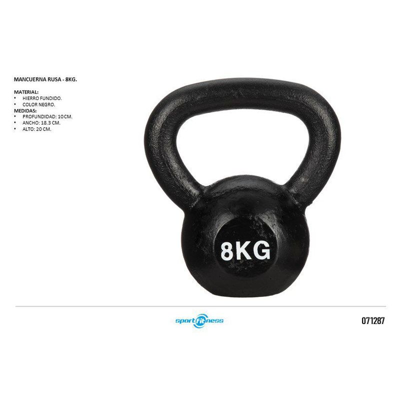 SPORT FITNESS - Pesa Rusa 8Kg Negra Sportfitness