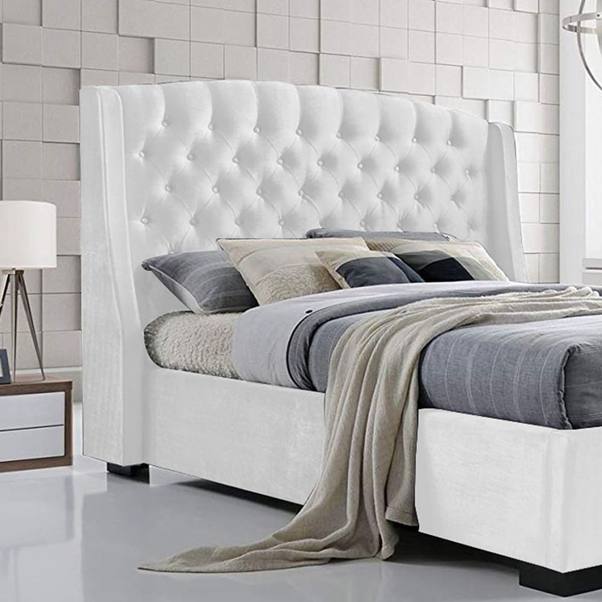 EKONOMODO COLOMBIA - Colchon King 2 Pillow + Base Cama + Espaldar Italia Blanco 200X200 Cm