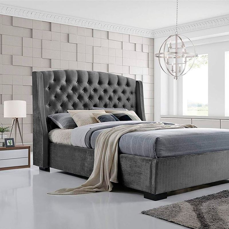 EKONOMODO COLOMBIA - Colchon King 2 Pillow + Base cama + Espaldar Italia Gris Plo 200x200cm