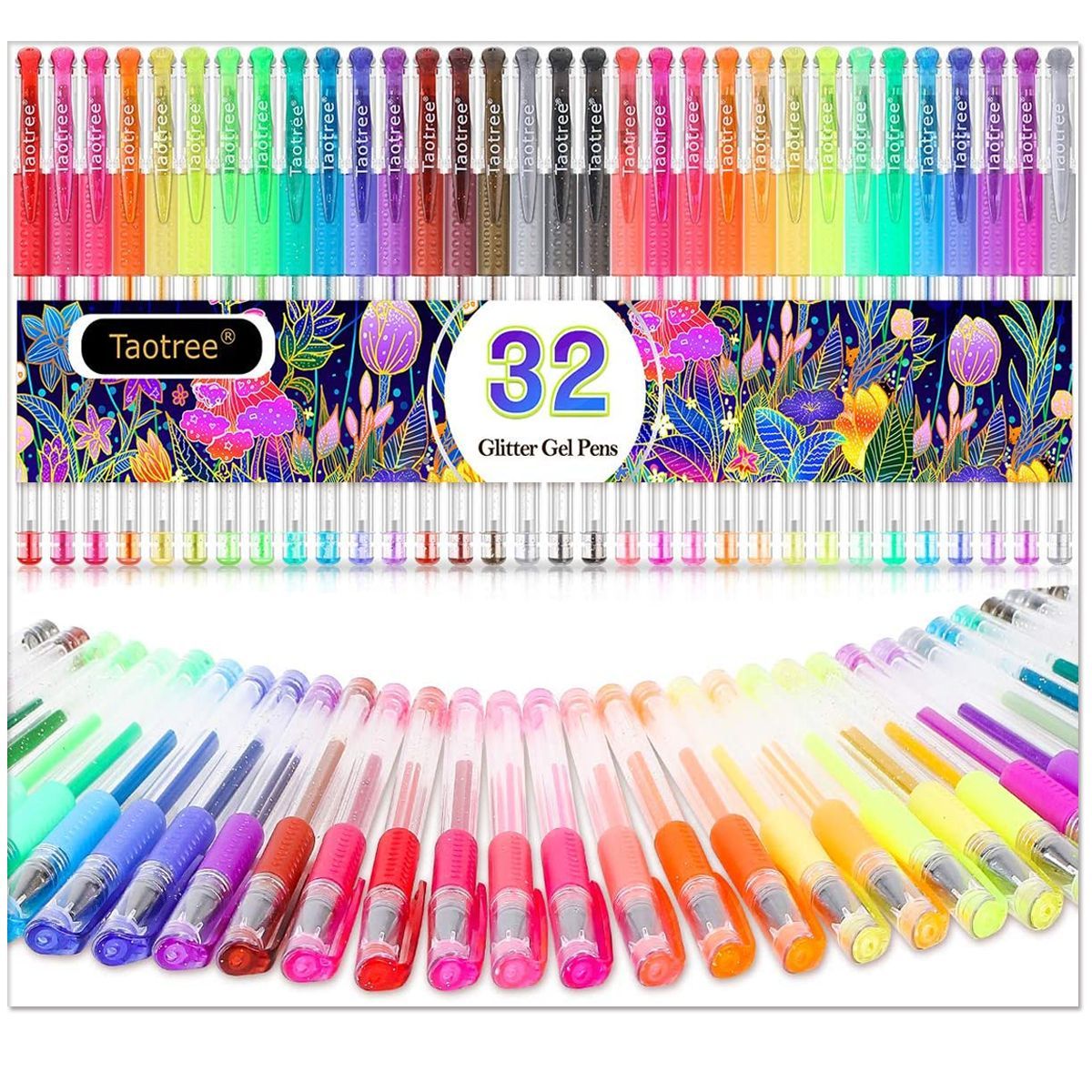 GENERICO - 32 Lapiceros Gel Glitter Neon+clasicos Boligrafos 40%+tinta