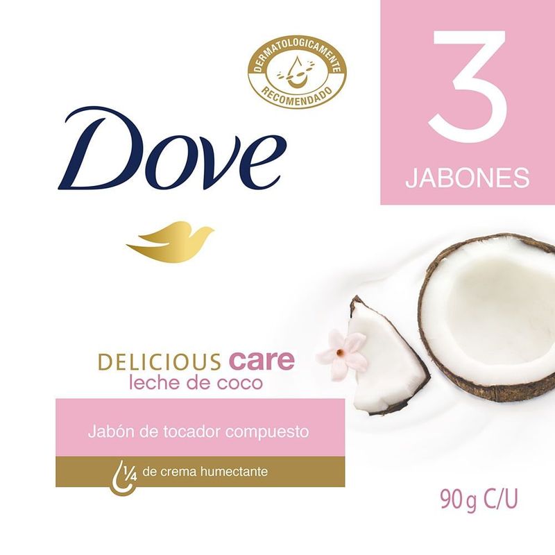DOVE - Jabon Dove Delicious Care Leche De Coco X 3und X 90g