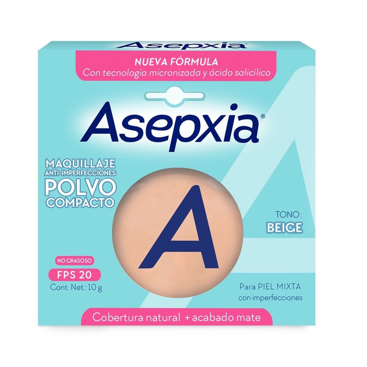 ASEPXIA - Polvo Compacto Asepxia Beige Spf20 X 10g