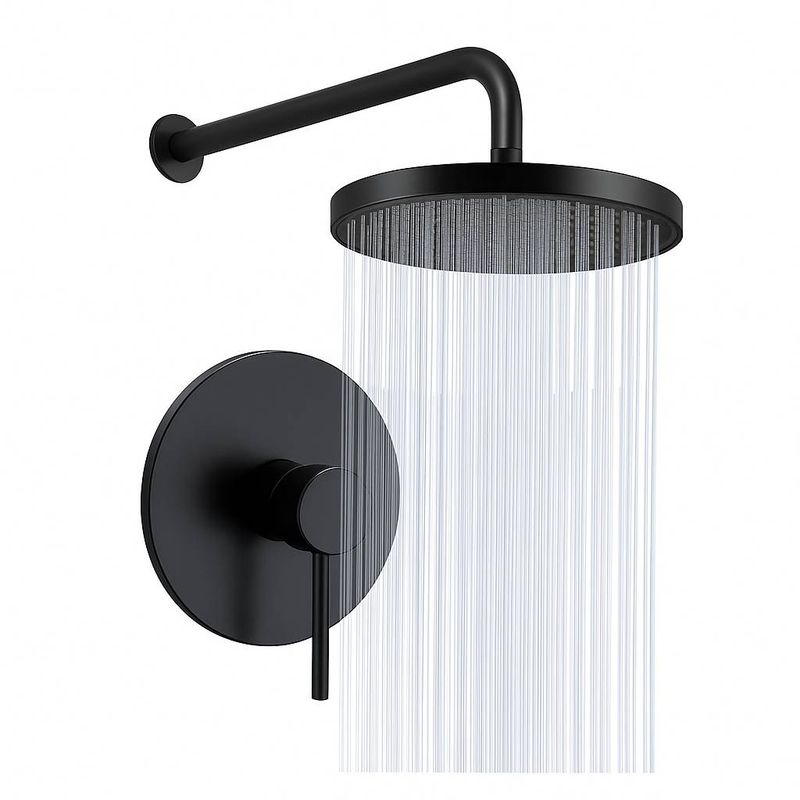 GENERICO - Kit Completo Mezclador Ducha Negro Y Ducha 22 Cm Tubo Pared