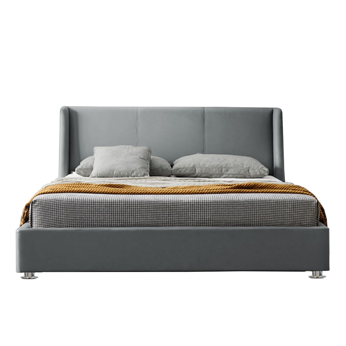 EKONOMODO COLOMBIA - Colchon Queen 1 Pillow Con Cama Mousai Gris Plata 160X190 Cm Gratis Sabanas