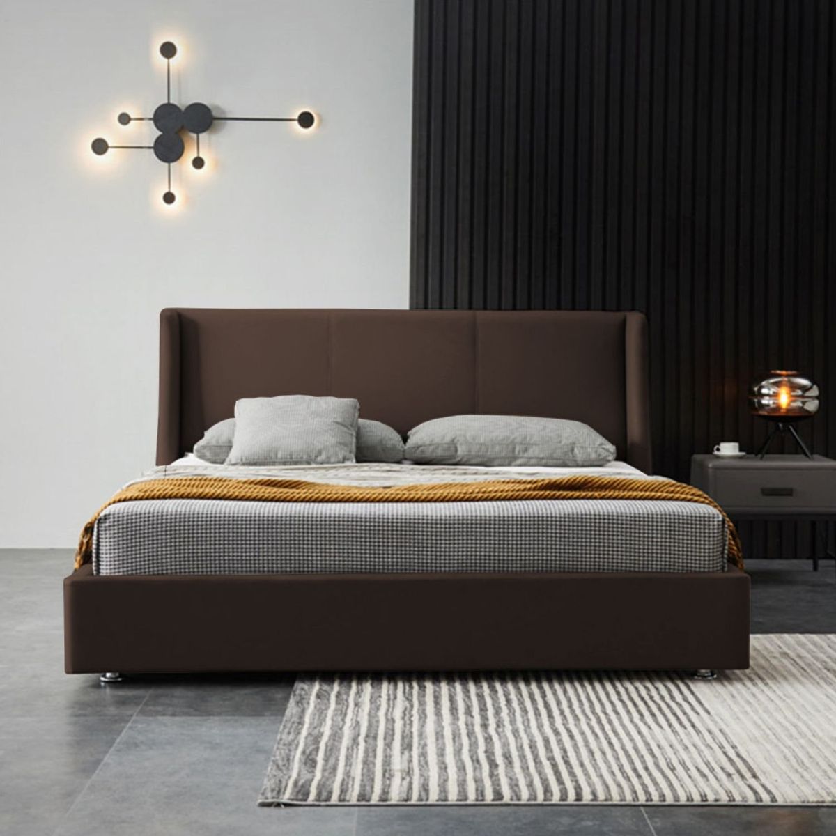 EKONOMODO COLOMBIA - Colchon King 1 Pillow Con Cama En Pino Mousai Cafe 200X200 Cm