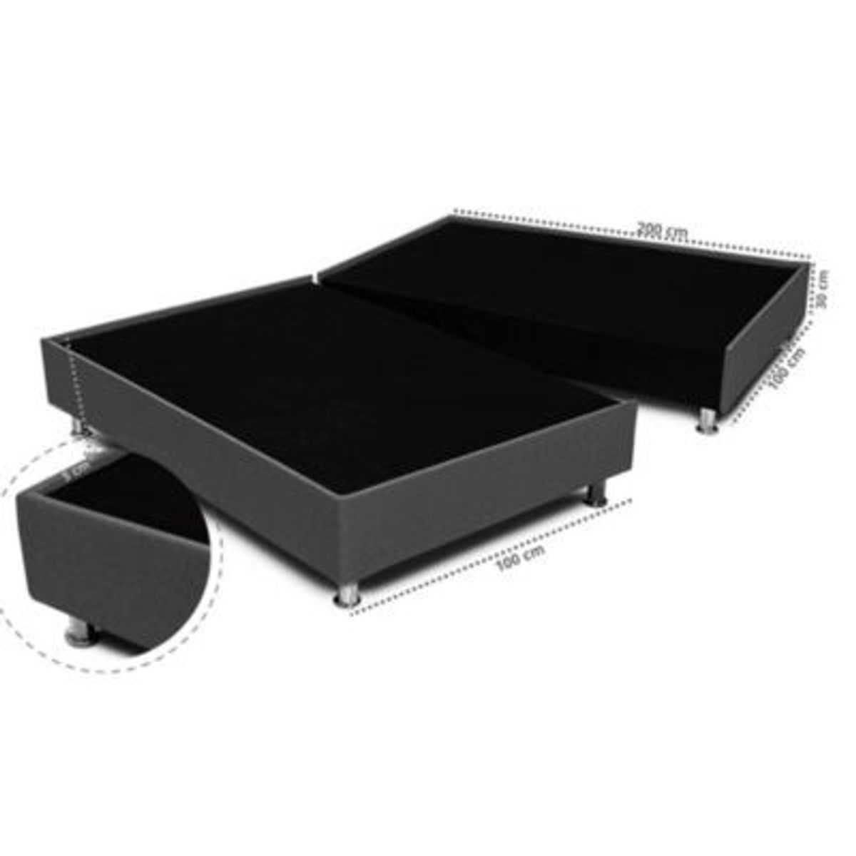 EKONOMODO COLOMBIA - Colchon King 2 Pillow + Base Cama + Espaldar Capital Gris Plo 200X200