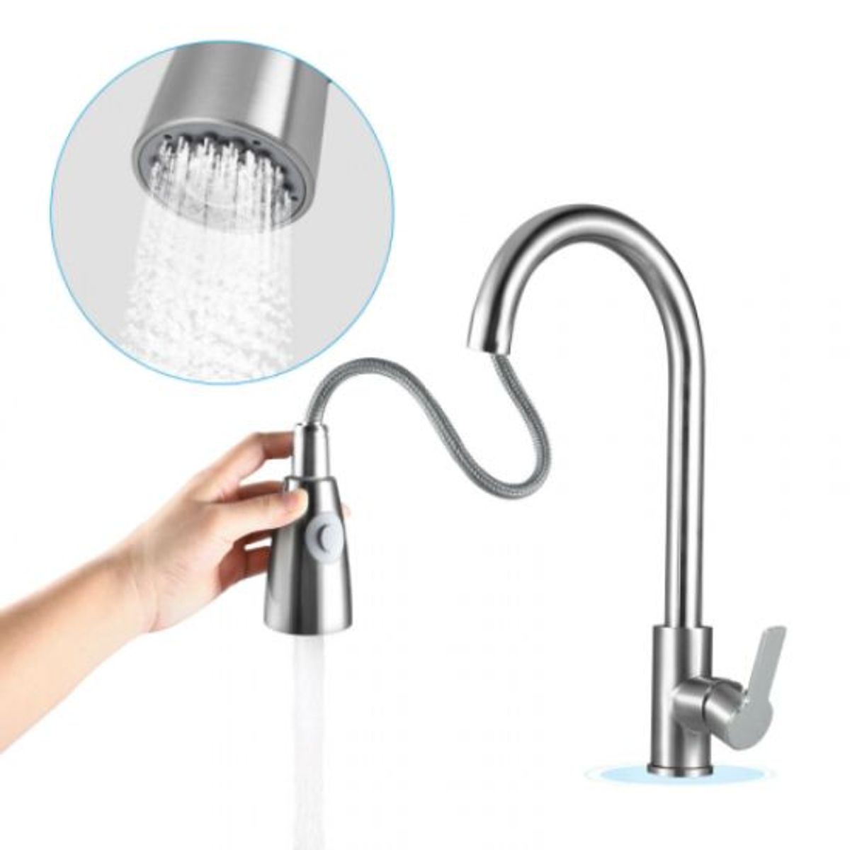 GENERICO - Kit Grifería Lavaplatos Extraible Satín-Canastilla Desagüe