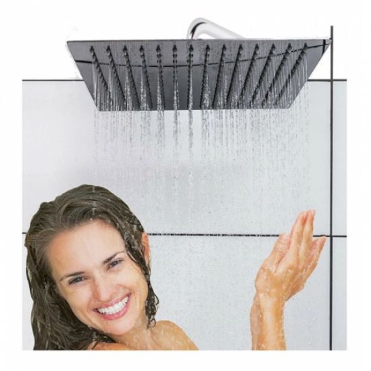 GENERICO - Regadera Ducha Metálica 20 X 20 Cuadrada Kit Tubo Ducha Lujo