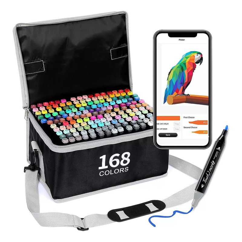 GENERICO - Marcadores Set de 168 Colores Doble Punta  Base de Alcohol