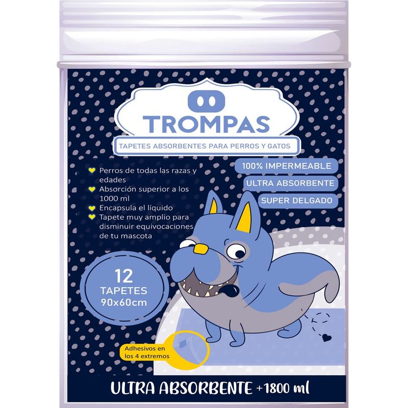 GENERAL - Tapetes Absorbente de Orina Mascotas Trompas 12 Und 90x60cm