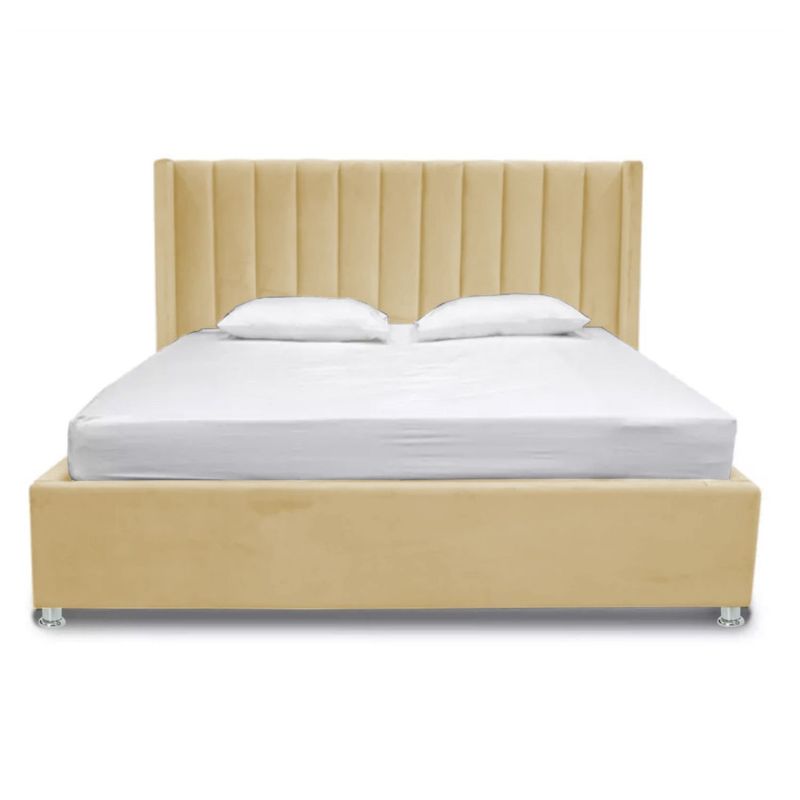 EKONOMODO COLOMBIA - Base cama con Espaldar Queen + Puff en pino Julieta Taupe 160x190