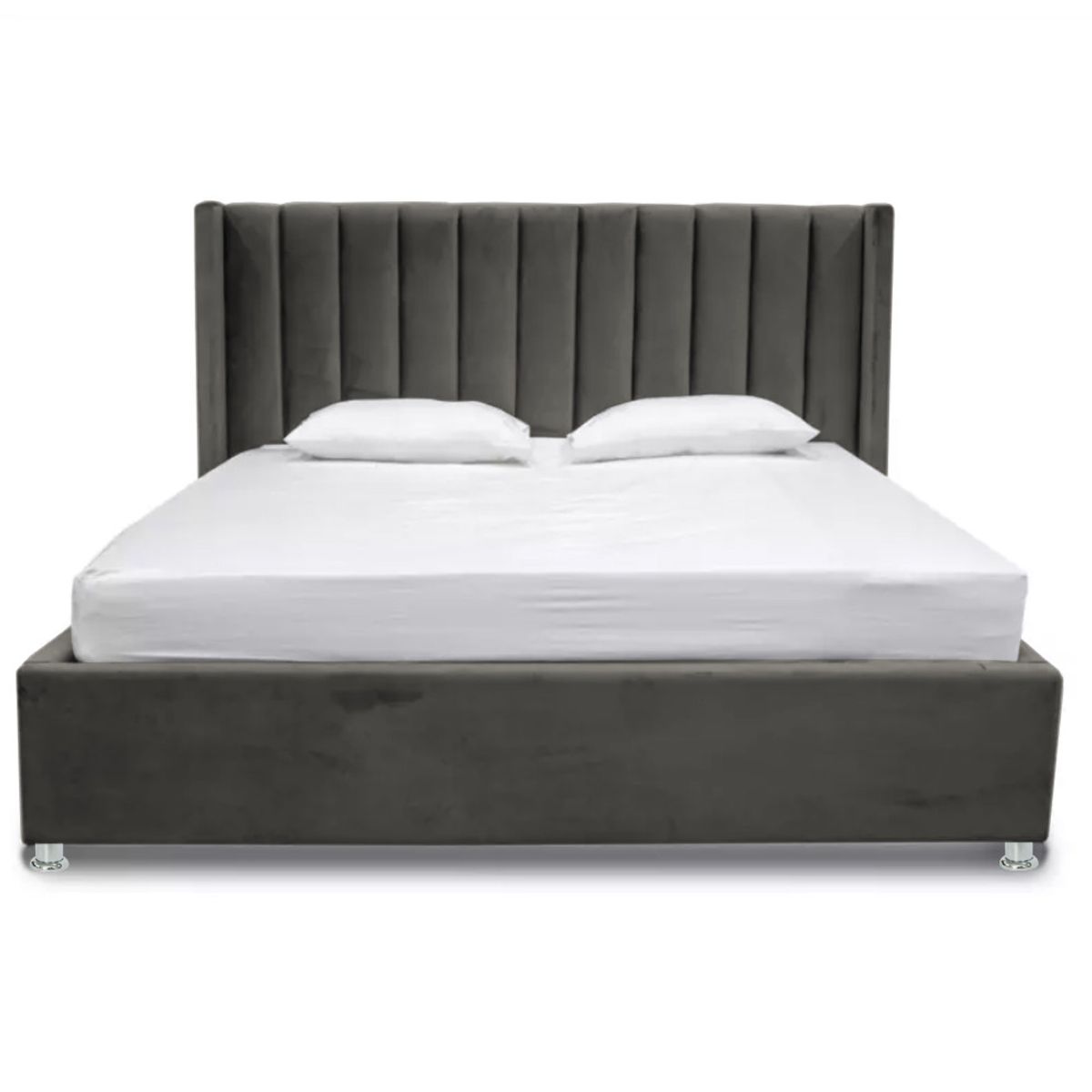 EKONOMODO COLOMBIA - Base Cama Con Espaldar Queen + Puff En Pino Julieta Blanco 160X190