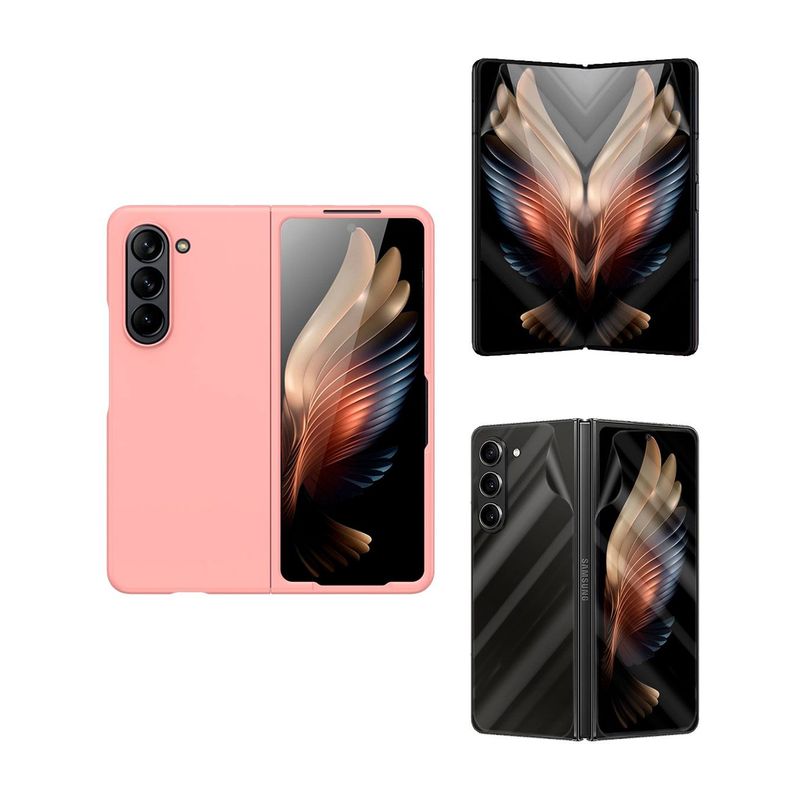 GENERICO - Funda Silicone Compatible con Samsung Galaxy Z Fold5 Rosado e Hidrogel