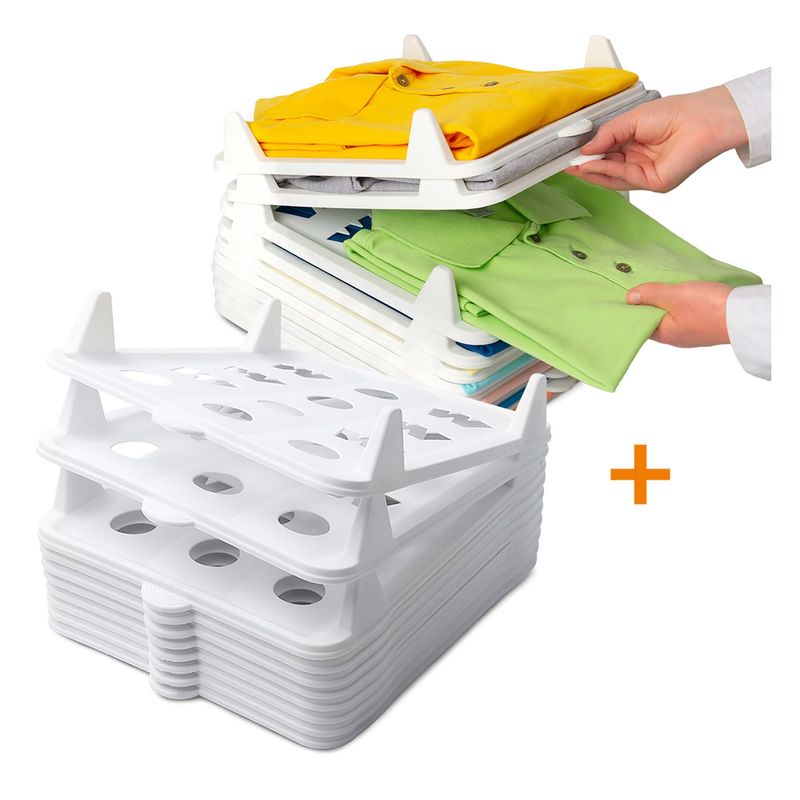 ENERGY PLUS - Combo: 2 Organizadores Ropa apilable x 10 unds C/U Blanco