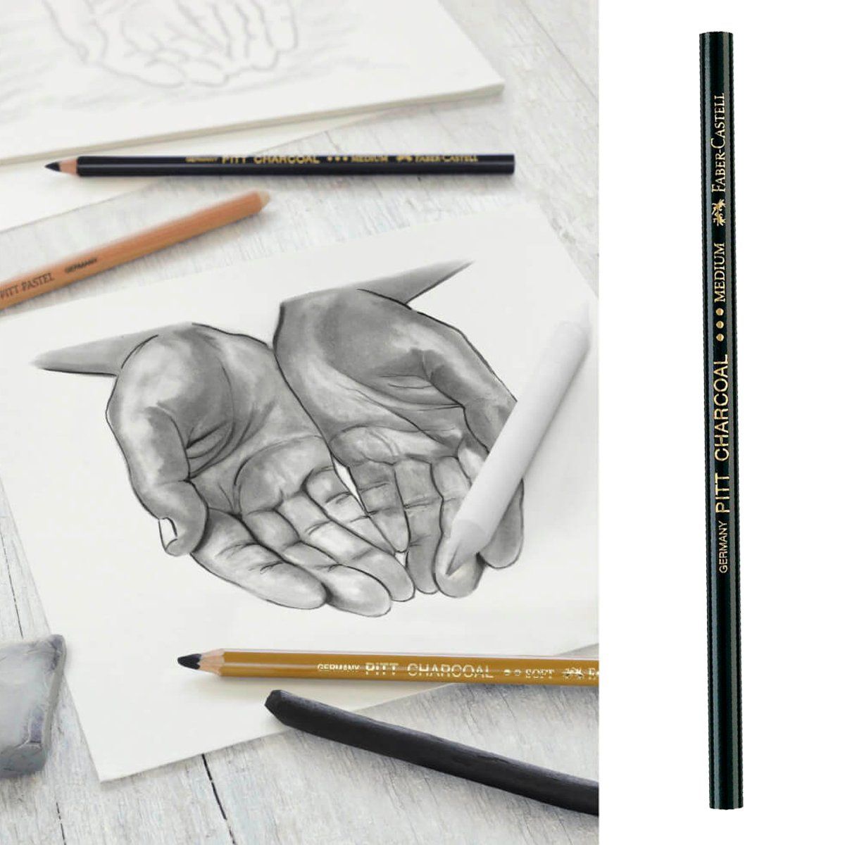 FABER CASTELL - Lápiz Carboncillo Medium- Negro Faber Castell