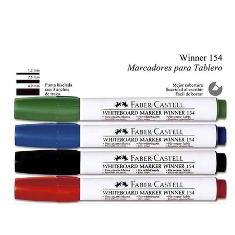 FABER CASTELL - Marcador Borrable Para Tablero Faber Castell X 4 Unds.