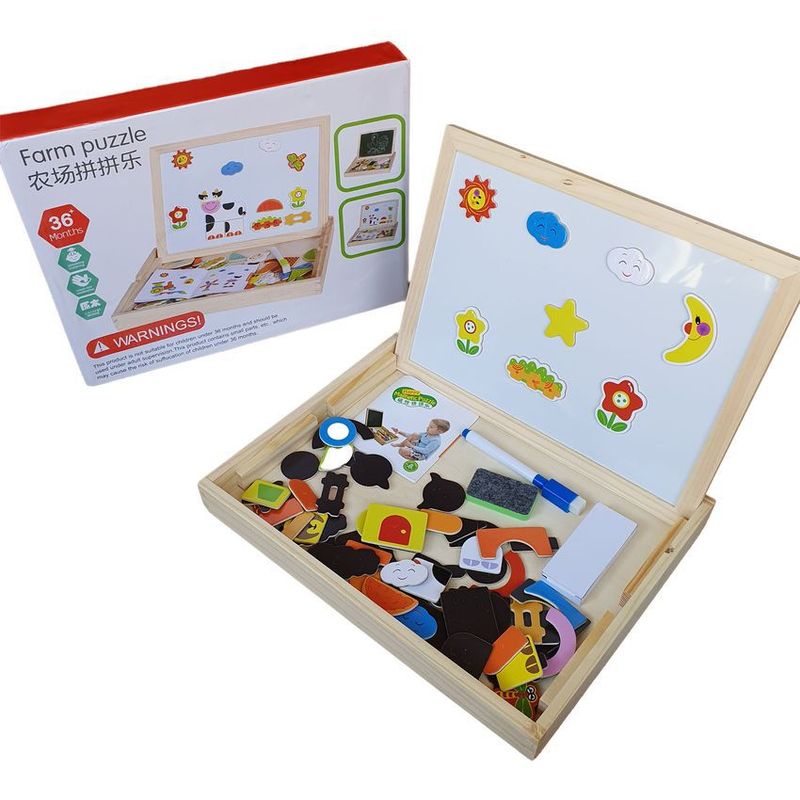 GENERICO - Pizarra tablero portable acrílico magnetico tiza doble cara +figuras