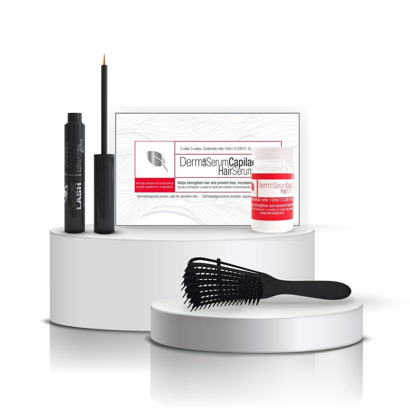 DERM CLAR - Kit capilar Dermclar Long lash Serum capilar obsequio cepillo capilar flexible