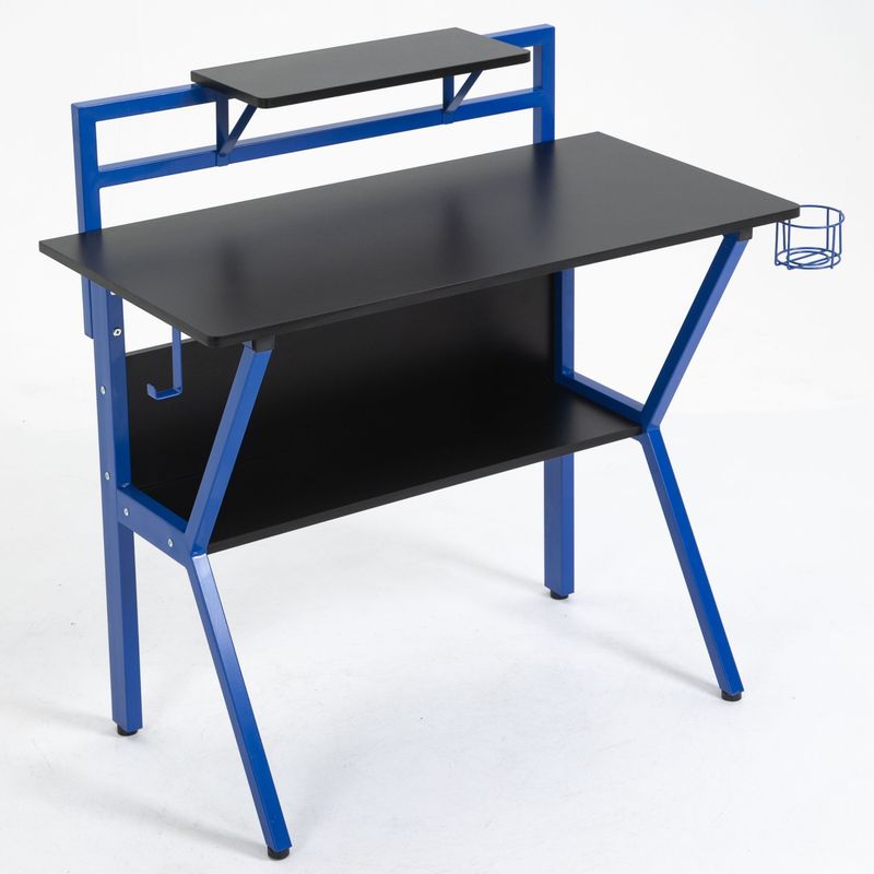 AKIVOY - Escritorio Gamer Metalico Azul Con Negro Akivoy