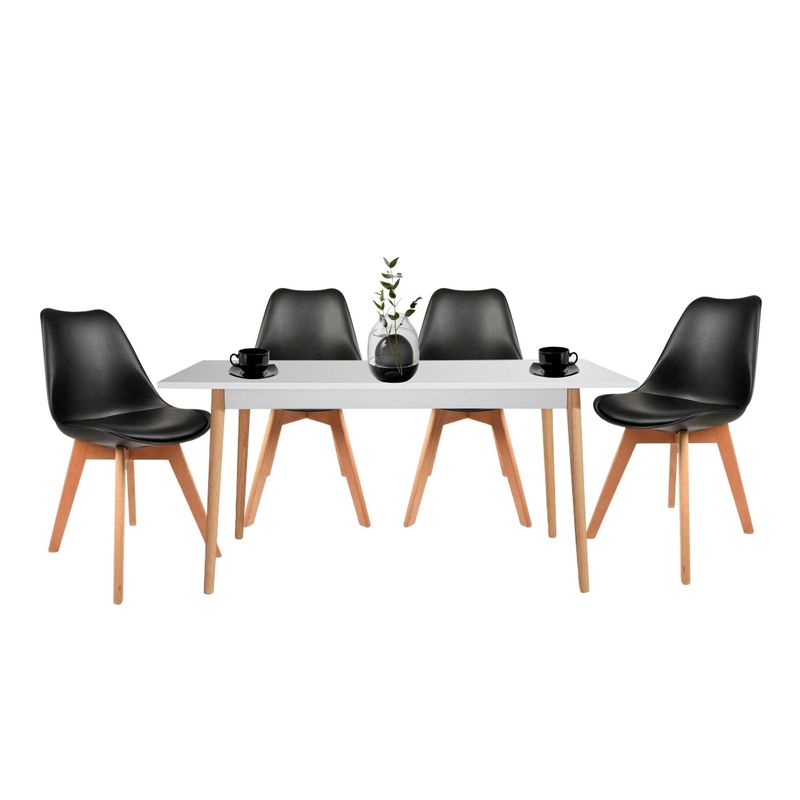EKONOMODO COLOMBIA - Comedor White 4 Puestos + Sillas Milano Negra