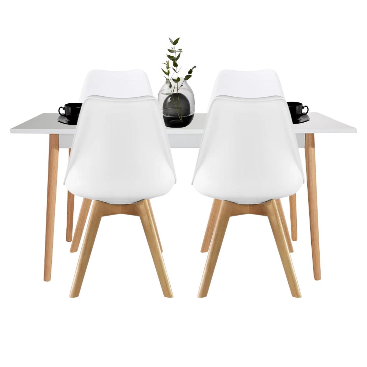 EKONOMODO COLOMBIA - Comedor White 4 Puestos + Silla Milano Blanco
