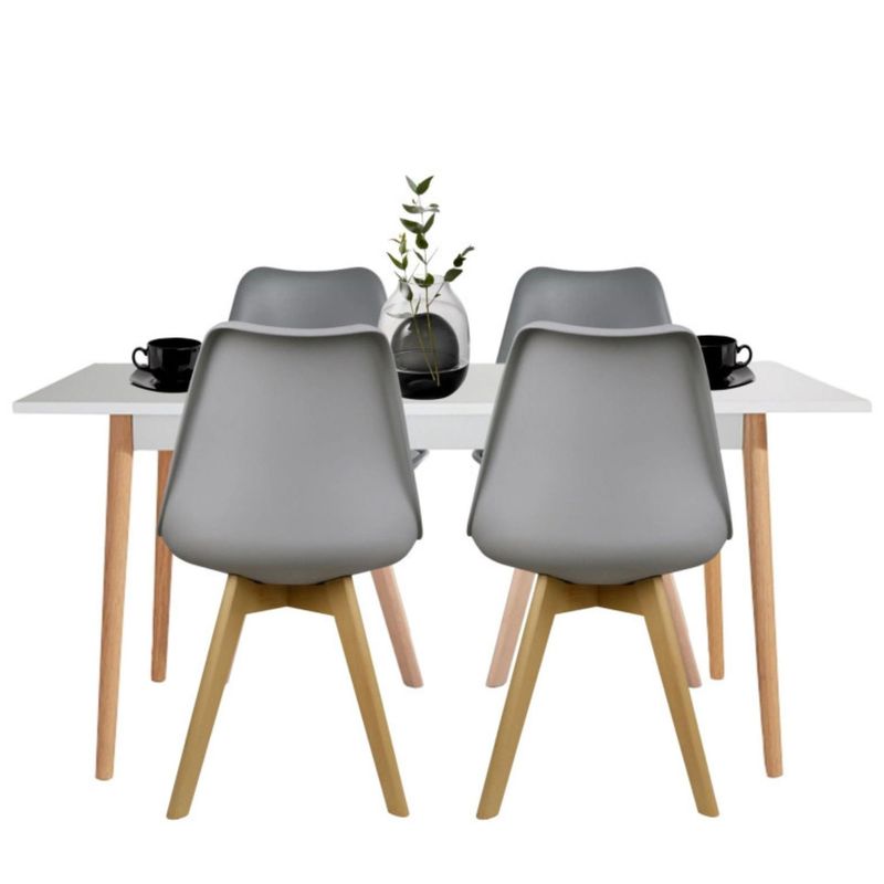 EKONOMODO COLOMBIA - Comedor white 4 puestos + sillas milano gris
