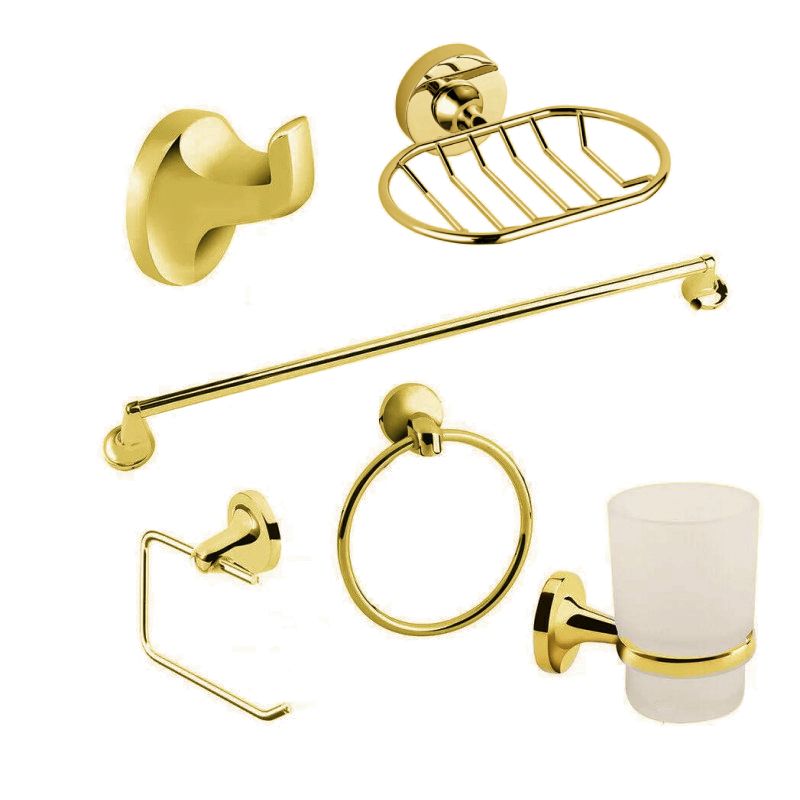 GENERICO - Accesorios Baño Metálico X6 Piezas Referencia Eclipse Dorado