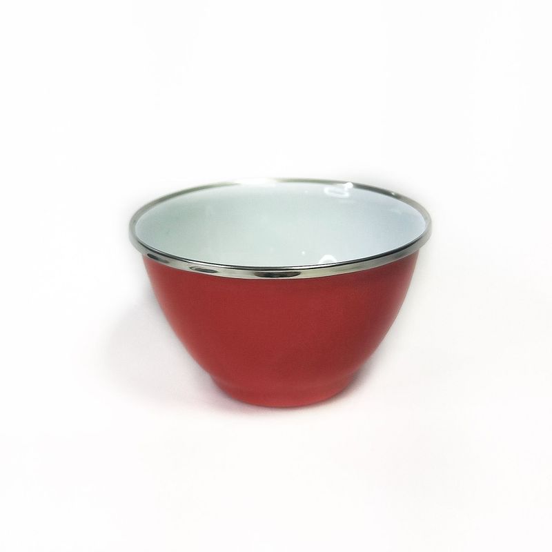 CRIOLLA - Bowl 10 cm rojo borde metalico Peltre.